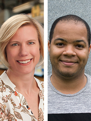 headshot of Samara Reck-Peterson and Adam Stevens for the 2019 HHMI Gilliam Fellowship Award